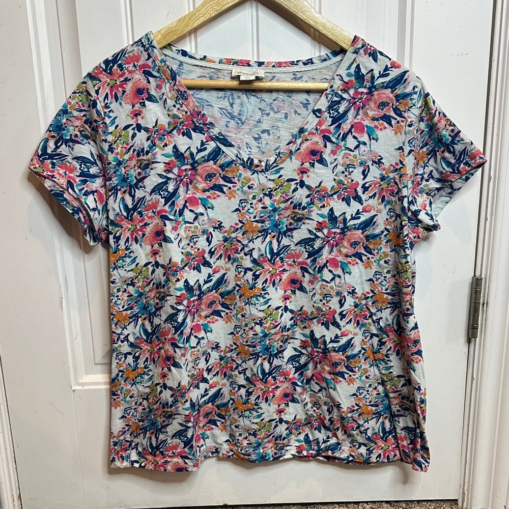 Sundance Multicolor Floral V-Neck Tee